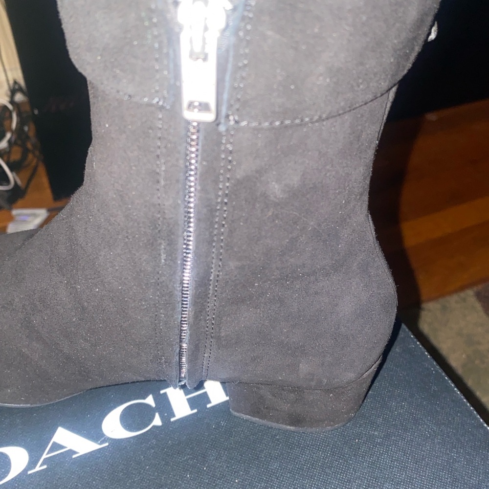 Coach Black Ankle Booties with side buckle and Suede Finish - Picture 7 of 12